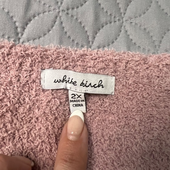 2X Cozy Pink two piece set- cami top & sweat pants- White Birch - Picture 3 of 8